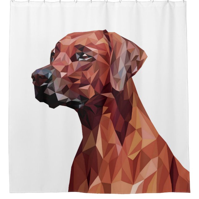 Brown Geometric Dog White Shower Curtain (Front)