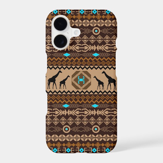 Brown Geometric Ethnic Pattern African Giraffe (Back)