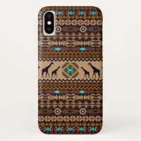 Brown Geometric Ethnic Pattern African Giraffe