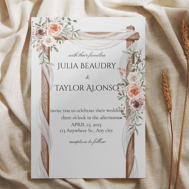Brown  Geometric Floral Wedding Invitation (Creator Uploaded)