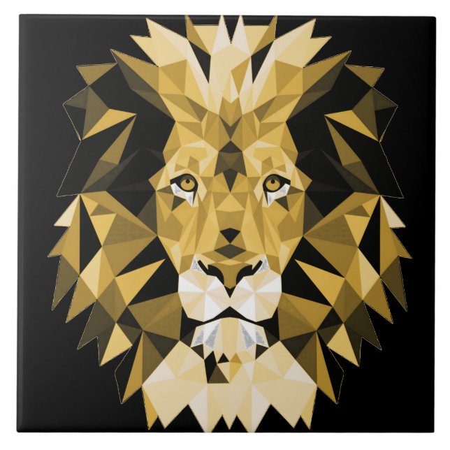 Brown Geometric Lion Tile (Front)