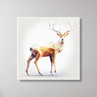 Brown Geometric Low Poly Deer Canvas Print