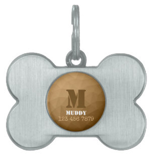 Brown geometric mesh pattern custom Monogram Pet ID Tag