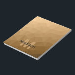 Brown geometric mesh pattern Monogram Notepad<br><div class="desc">Monogram Personalise notepad school office stationery with your custom initial and name. Triangle geometric mesh with light dark brown ombre gradient.</div>
