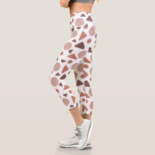 Brown Geometric Pattern Capri Leggings