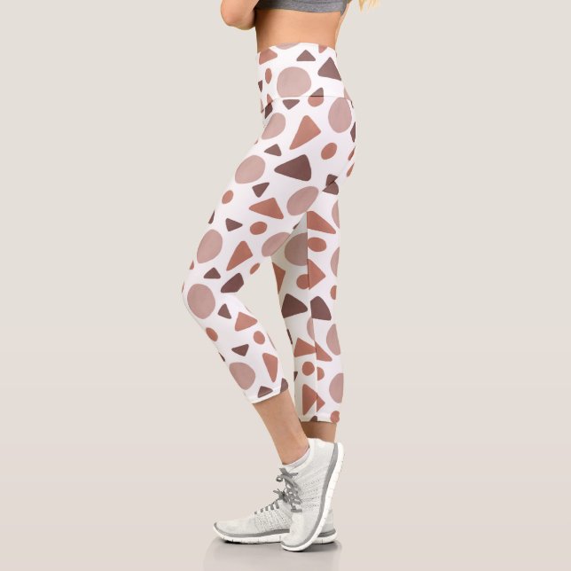 Brown Geometric Pattern Capri Leggings (Left)