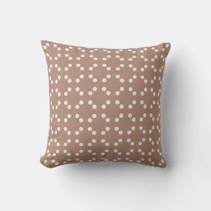 Brown geometric print with white polka dots  cushion