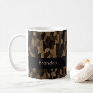 Brown geometric shapes pattern Sticker Coffee Mug