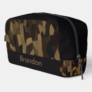 Brown geometric shapes pattern Sticker Dopp Kit