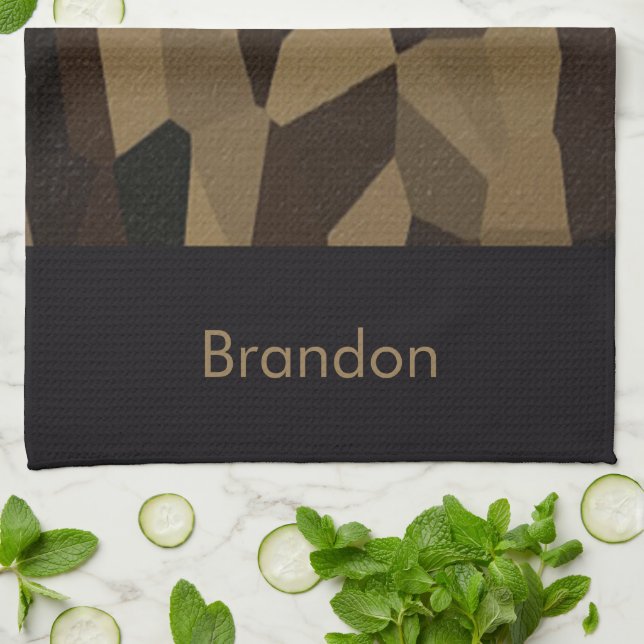 Brown geometric shapes pattern Sticker Tea Towel (Folded)