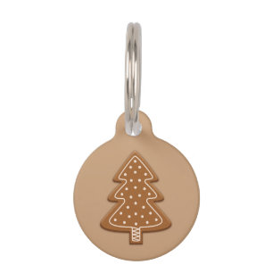 Brown Gingerbread Christmas Tree Shape Cookie Pet Tag