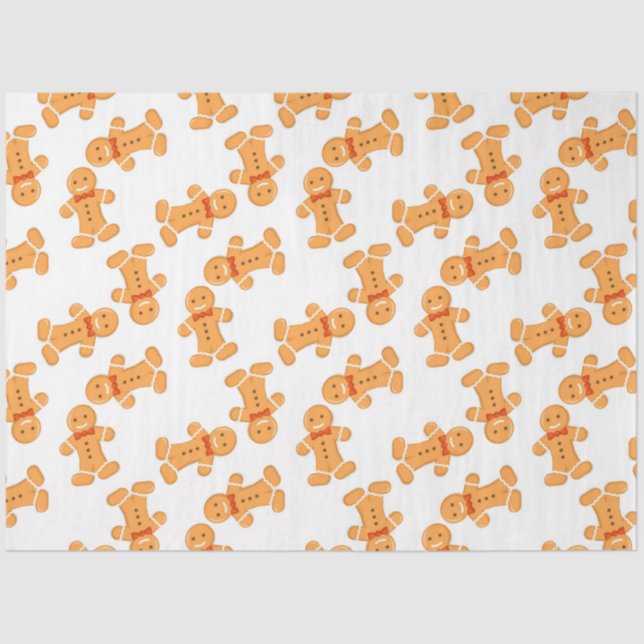 Brown gingerbread man on white tissue paper (Front)