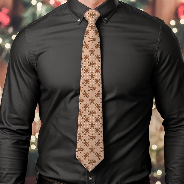 Brown Gingerbread Man Polka Dot Christmas Tie (Creator Uploaded)
