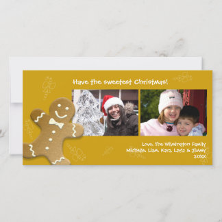 Brown gingerbread man sweet candy canes Christmas Holiday Card