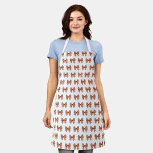 Brown gingham bow pattern  apron
