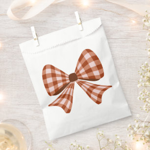 Brown gingham bow pattern  favour bags