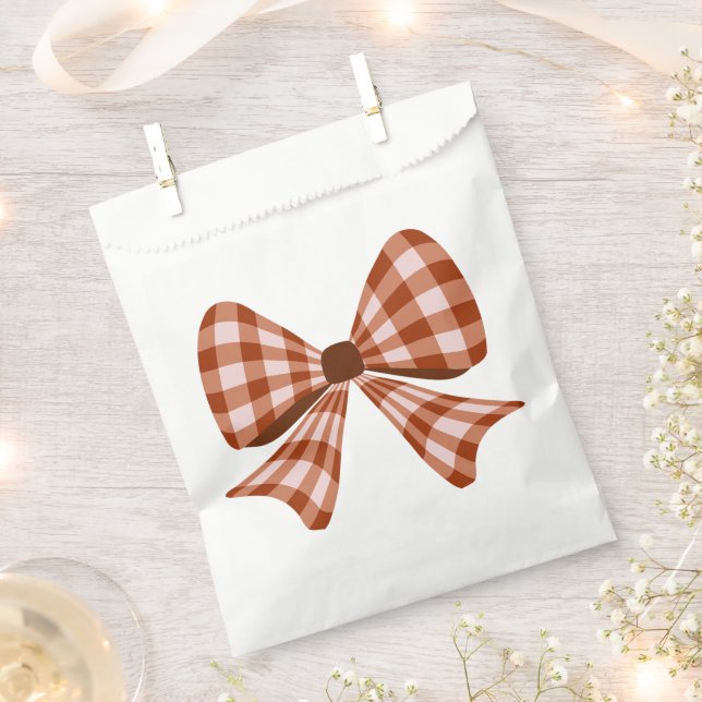 Brown gingham bow pattern  favour bags (Clipped)