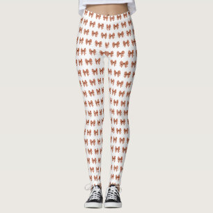 Brown gingham bow pattern leggings