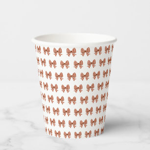Brown gingham bow pattern paper cups