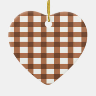 Brown Gingham Ceramic Tree Decoration