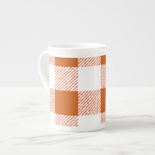 Brown Gingham Check Pattern Bone China Mug