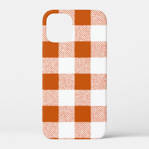 Brown Gingham Check Pattern iPhone 12 Mini Case