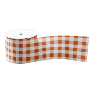 Brown Gingham Check Pattern Grosgrain Ribbon