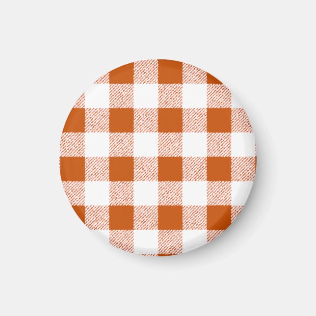 Brown Gingham Check Pattern Magnet (Front)