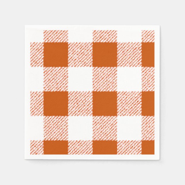 Brown Gingham Check Pattern Napkin (Front)