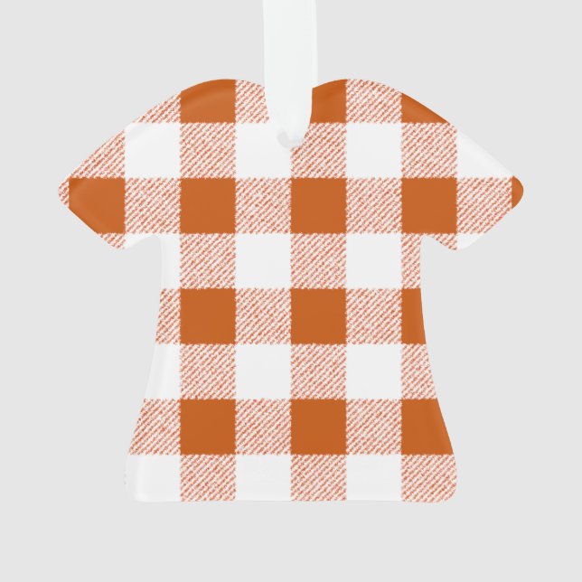 Brown Gingham Check Pattern Ornament (Back)