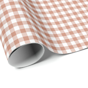 Brown Gingham Check Pattern Wrapping Paper