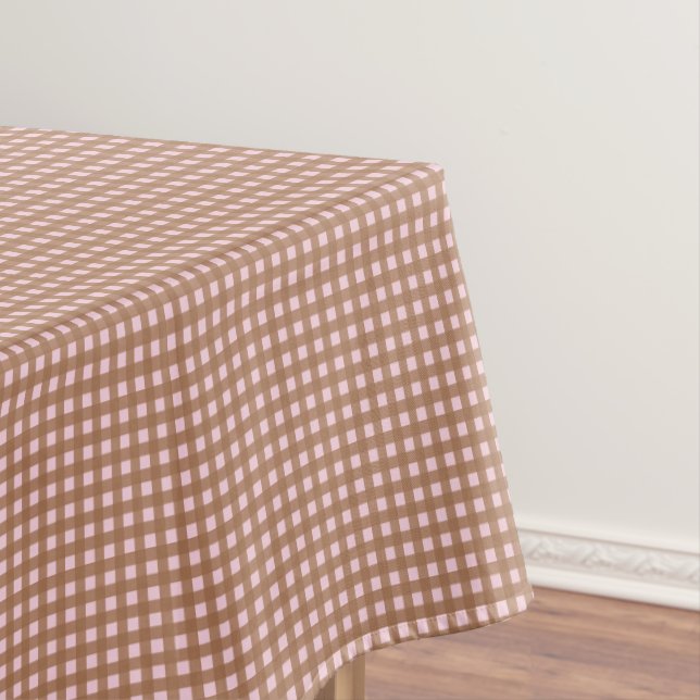 Brown gingham check tablecloth (In Situ)