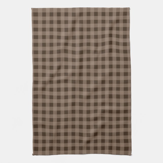 Brown Gingham Country Kitchen Towel (Vertical)