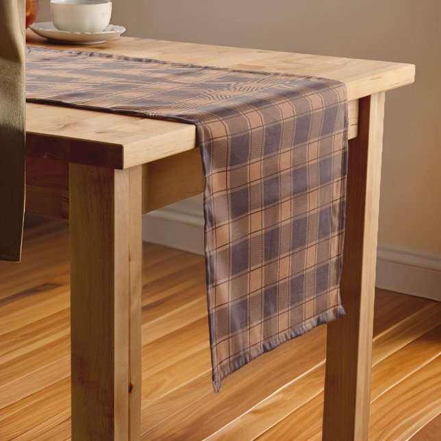 Brown Gingham Fall Autumn Short Table Runner (Creator Uploaded)