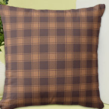 Brown Gingham Fall Autumn Throw Pillow