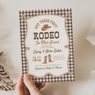 Brown Gingham Not Their First Rodeo Invitation