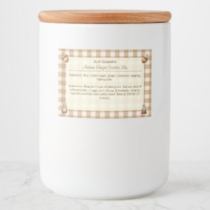 Brown Gingham Owls Acorns Autumn Ginger Cooke Mix Food Label