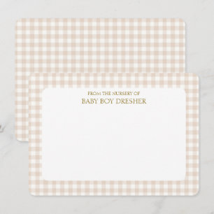 Brown Gingham Personalised  Card