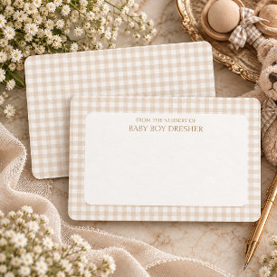 Brown Gingham Personalised Card