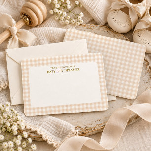 Brown Gingham Personalised Card