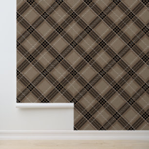 Brown Gingham Plaid Neutral Wallpaper