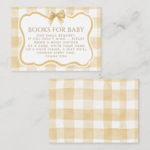 Brown Gingham Wavy Frame Bow Books For Baby Enclosure Card