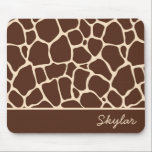 Brown Giraffe Animal Print Custom Cursive Name Mouse Mat<br><div class="desc">This is a Brown Giraffe Animal Print Custom Cursive Name Mouse Pad!</div>