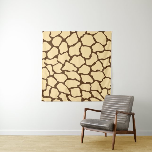 Brown Giraffe Pattern – Minimal Animal Print Tapestry (In Situ (Horizontal))