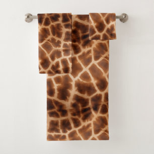 Brown Giraffe Print Bath Towel Set
