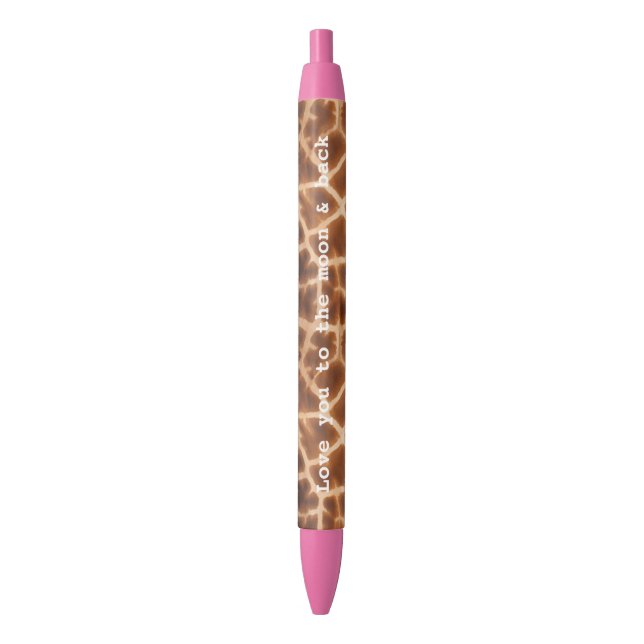 Brown Giraffe Print Black Ink Pen (Front Vertical)
