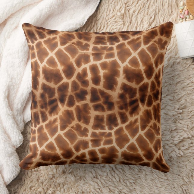 Brown Giraffe Print Cushion (Blanket)