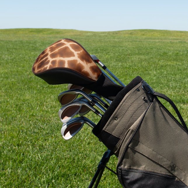 Brown Giraffe Print Golf Head Cover (In Situ)