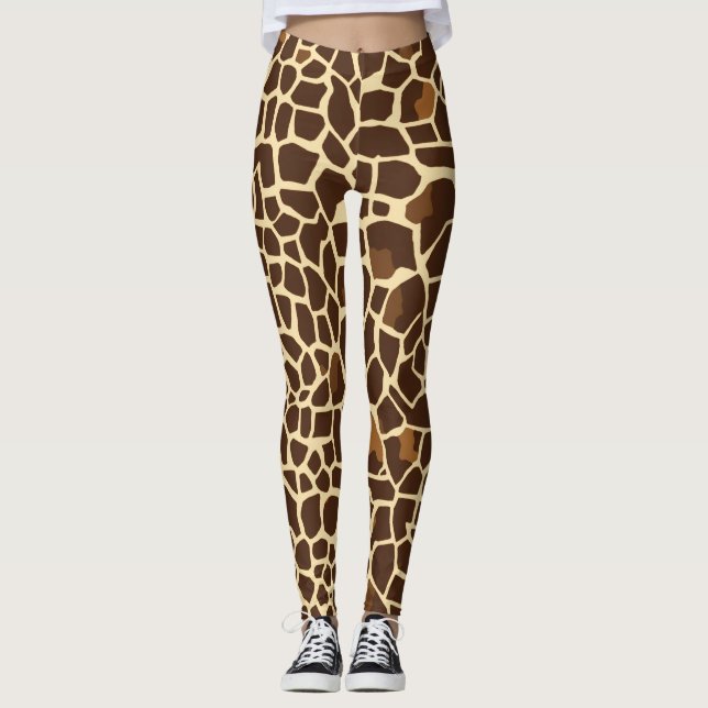 Brown Giraffe Print Leggings (Front)