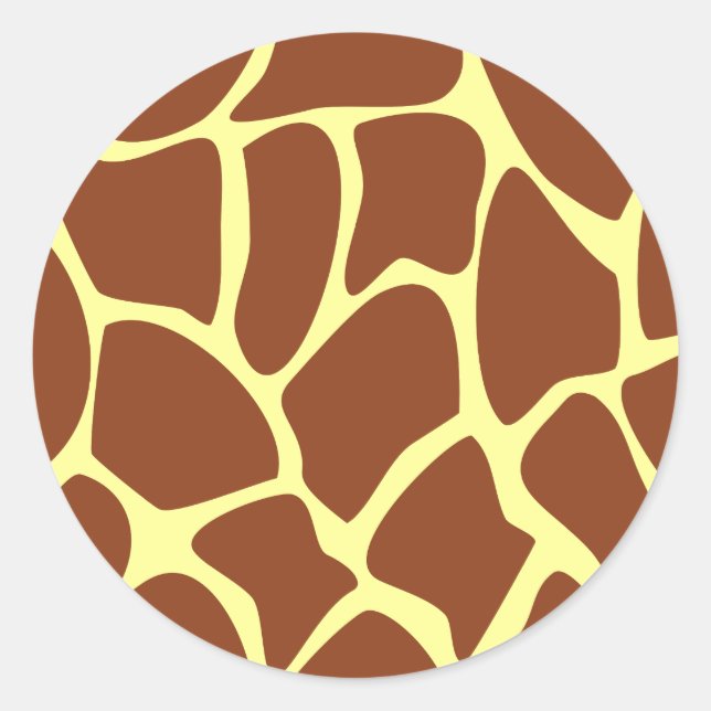 Brown Giraffe Print Pattern. Classic Round Sticker (Front)